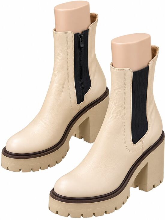 Free People Shoes - Free People James Chelsea Leather Platform Boots – Cream – EU 36